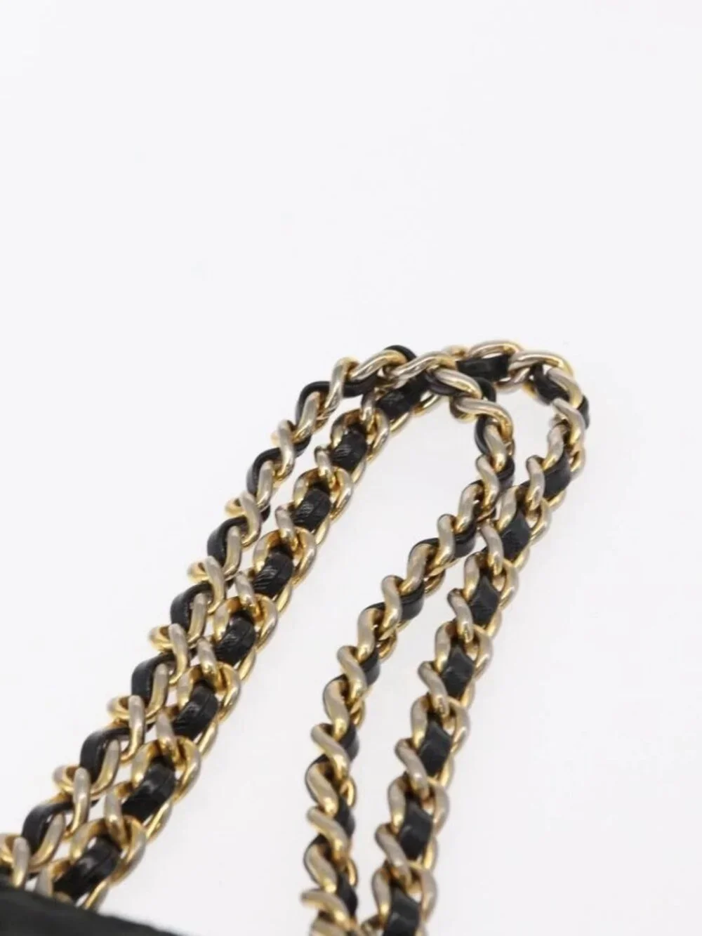 PRADA Chain Hand Bag Nylon Black Gold Auth bs31172 - Picture 9 of 16